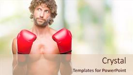  Presentation with boxing - Presentation theme enhanced with think strong - handsome hispanic boxer man wearing background and a  colored foreground