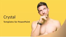  Presentation with guy nude chest - PPT layouts with think strong - handsome shirtless man showing nude background and a yellow colored foreground