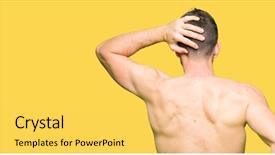  Presentation with guy nude chest - Theme having think strong - handsome shirtless man showing nude background and a yellow colored foreground