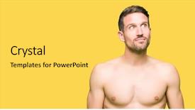  Presentation with guy nude chest - Colorful PPT theme enhanced with think strong - handsome shirtless man showing nude backdrop and a yellow colored foreground
