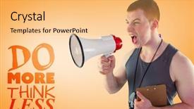  Presentation with train the trainer - Cool new slide set with think tank - angry personal trainer yelling backdrop and a yellow colored foreground
