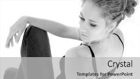  Presentation with think tank - Amazing slide set having think tank - beautiful young woman sitting backdrop and a light gray colored foreground