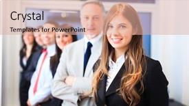  Presentation with think tank - Presentation having think tank - business team in a modern background and a coral colored foreground