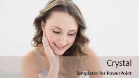  Presentation with think tank - Slide set with think tank - close up of a smiling background and a coral colored foreground