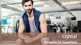  Presentation with 3d man sitting question mark - Presentation design featuring think tank - handsome man sitting background and a coral colored foreground