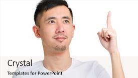  Presentation with finger point - Theme consisting of think tank - man with finger point up background and a lemonade colored foreground