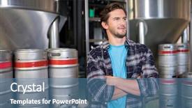  Presentation with think tank - Amazing slide deck having think tank - thoughtful worker with arms crossed backdrop and a teal colored foreground