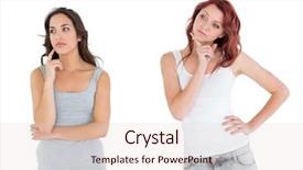  Presentation with german shepherd two young puppys - Colorful slide set enhanced with think tank - two thoughtful casual young female backdrop and a lemonade colored foreground