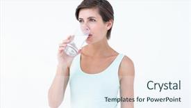  Presentation with child drinking water from glass - PPT layouts with think tank - woman drinking glass of water background and a sky blue colored foreground