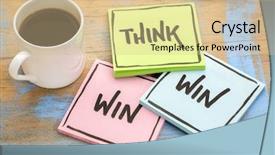  Presentation with wood board - Beautiful slide set featuring think win-win concept - handwriting backdrop and a lemonade colored foreground