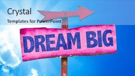  Presentation with dream sky - Presentation design consisting of think zone - dream big sign with sky background and a light blue colored foreground