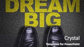  Presentation with shoes - Audience pleasing PPT theme consisting of top view of business shoes on the floor with the text dream big backdrop and a dark gray colored foreground