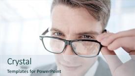  Presentation with guy nude chest - Beautiful PPT theme featuring thinker - portrait of handsome guy backdrop and a sky blue colored foreground