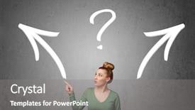  Presentation with decision making - Cool new theme with thinker - pretty young woman making backdrop and a gray colored foreground