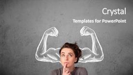  Presentation with strong - Amazing presentation theme having thinker - pretty young woman with sketched backdrop and a gray colored foreground