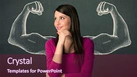  Presentation with strong - Cool new PPT layouts with thinker - pretty young woman with sketched backdrop and a violet colored foreground