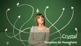  Presentation with tangled tangle of wool yarn - Slide set consisting of thinker - young student with thoughtful expression background and a tawny brown colored foreground