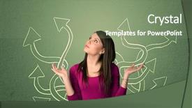  Presentation with student - Presentation design consisting of thinker - young student with thoughtful expression background and a seafoam green colored foreground