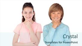  Presentation with teenagers - Audience pleasing presentation theme consisting of thinkig - couple of teenagers thinking isolated backdrop and a  colored foreground
