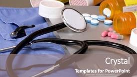  Presentation with clipboard stethoscope - PPT theme having thinking about your future health background and a  colored foreground