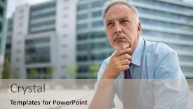  Presentation with thinking - Slides with thinking-and-pensive-senior-businessman background and a  colored foreground