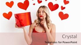  Presentation with thinking - Beautiful theme featuring thinking-beautiful-girl-in-red backdrop and a coral colored foreground