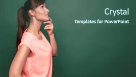  Presentation with ideas formula - Slide set featuring thinking big ideas at class background and a  colored foreground