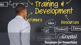  Presentation with blackboard - PPT theme with thinking businessman against blackboard background and a dark gray colored foreground