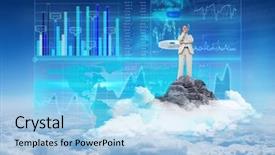  Presentation with thinking - Cool new presentation theme with thinking businessman against mountain peak backdrop and a light blue colored foreground