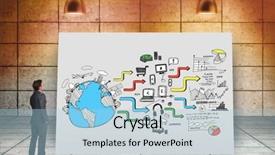  Presentation with thinking - Presentation theme consisting of thinking businessman against white card background and a  colored foreground