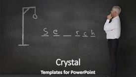  Presentation with game - PPT theme featuring thinking businessman playing at hangman background and a  colored foreground