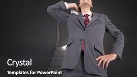  Presentation with steps - Slide deck enhanced with thinking businessman scratching head against steps leading to door showing light background and a dark gray colored foreground