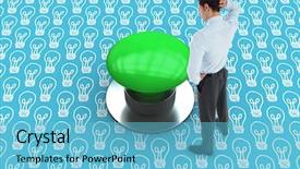  Presentation with thinking - Colorful slides enhanced with thinking businessman scratching head against blue graphic background backdrop and a light blue colored foreground