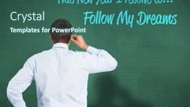  Presentation with green chalkboard - Beautiful PPT theme featuring thinking businessman tilting glasses against green chalkboard backdrop and a ocean colored foreground