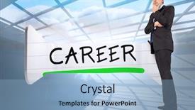  Presentation with holographic - Beautiful slide set featuring thinking businessman touching chin against room with holographic cloud backdrop and a light blue colored foreground