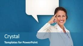  Presentation with bubble - Slide deck enhanced with thinking businesswoman against speech bubble background and a ocean colored foreground