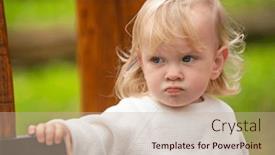  Presentation with thinking - PPT theme enhanced with thinking-child-sitting-outdoors background and a soft green colored foreground