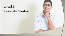  Presentation with business casual - Presentation consisting of thinking eyes looking upward background and a white colored foreground