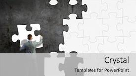  Presentation with website building 3d crossword puzzle cubes - Beautiful PPT layouts featuring thinking man - image of businessman compiling macro backdrop and a light gray colored foreground