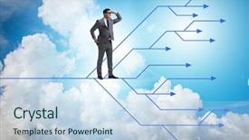  Presentation with career path - Amazing slides having thinking of different career path backdrop and a sky blue colored foreground