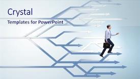  Presentation with paths - Audience pleasing PPT theme consisting of thinking of different career path backdrop and a sky blue colored foreground