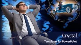  Presentation with thinking - Colorful theme enhanced with tour leader - man thinking of his business backdrop and a navy blue colored foreground