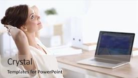  Presentation with employee anniversary work office - Slides consisting of thinking office worker day dreaming background and a soft green colored foreground