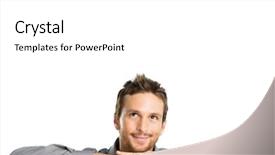  Presentation with contemplating - PPT theme enhanced with thinking outside box - happy young man contemplating isolated background and a white colored foreground