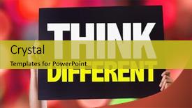  Presentation with think - Colorful PPT theme enhanced with thinking outside box - think different card with bokeh backdrop and a gold colored foreground