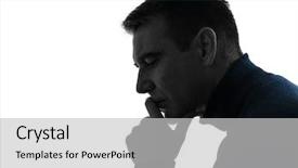  Presentation with silhouette of man worship - Amazing theme having thinking pensive portrait in silhouette backdrop and a light gray colored foreground