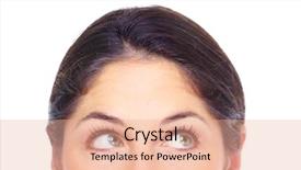  Presentation with blue eyes technology eye scan - Slides consisting of thinking people - beautiful young woman eyes portrait background and a coral colored foreground