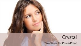  Presentation with thinking - Amazing theme having thinking people - beautiful young woman backdrop and a coral colored foreground