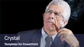  Presentation with black senior citizen - PPT theme with thinking while smoking his pipe background and a  colored foreground