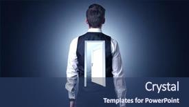  Presentation with open door - Slide deck enhanced with thinking with an open door background and a ocean colored foreground